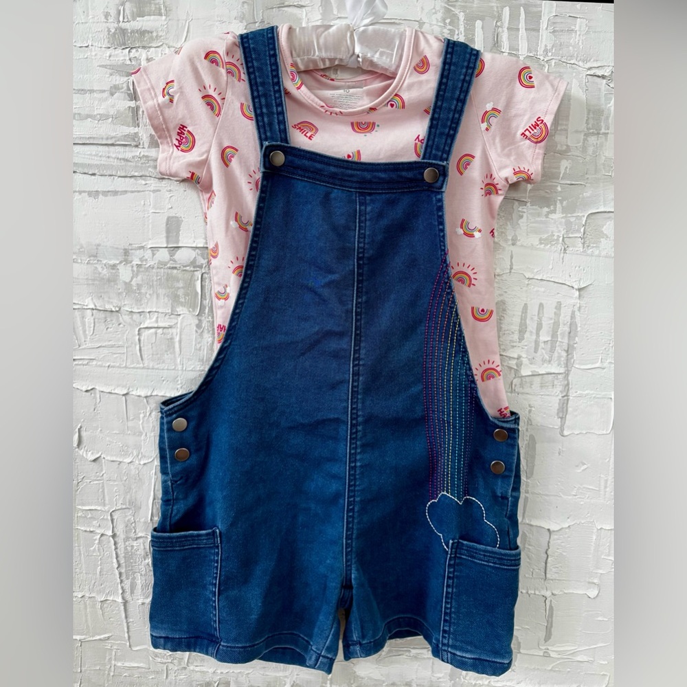 Denim Blue Kids Romper with Pink Top